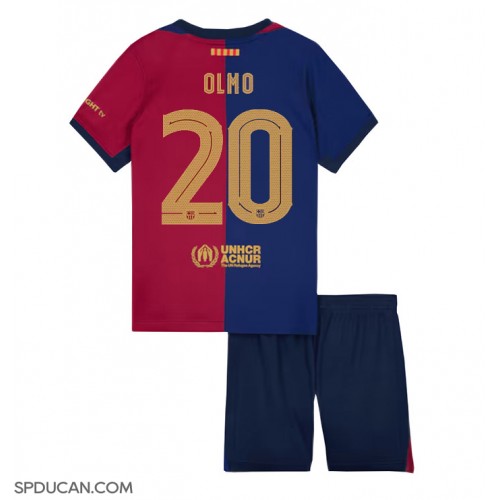 Dječji Nogometni Dres Barcelona Dani Olmo #20 Domaci 2024-25 Kratak Rukav (+ Kratke hlače)